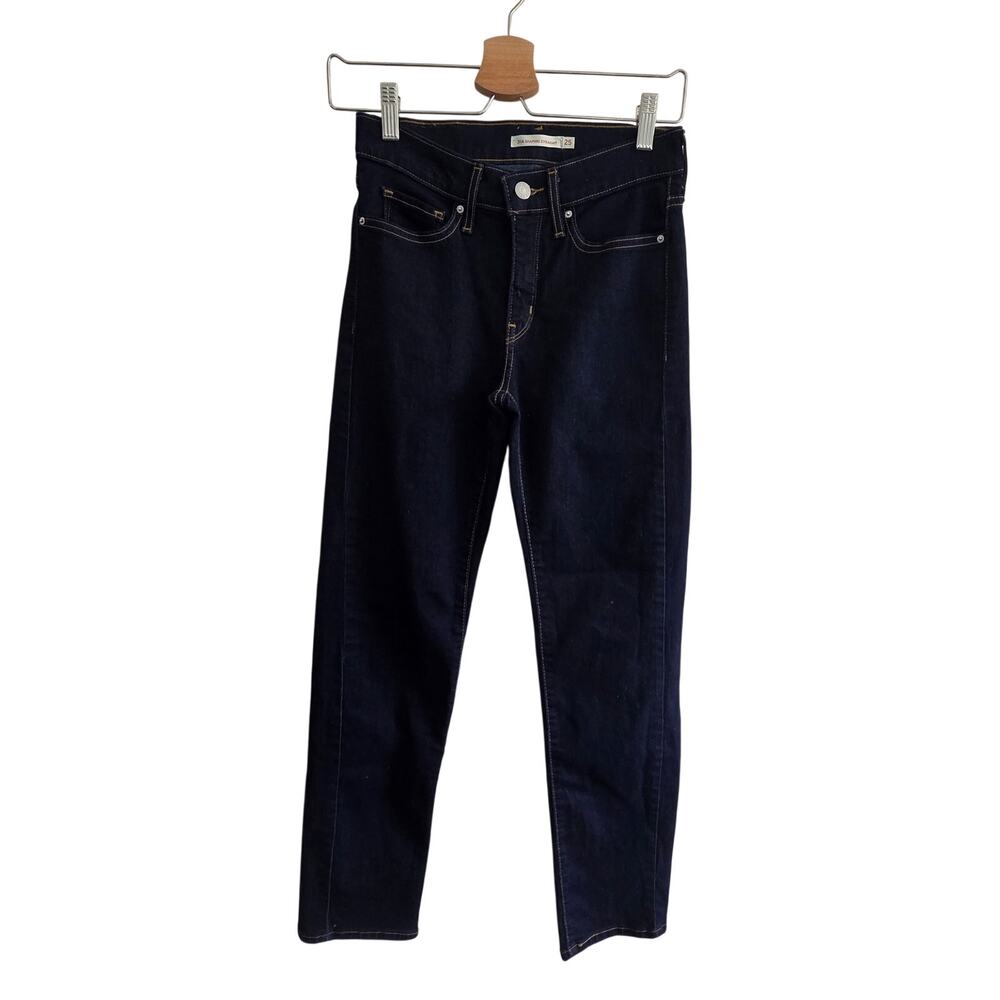 Levi's 314 Shaping Straight Jeans Womens 25x30 Dark Wash High Rise Stretch